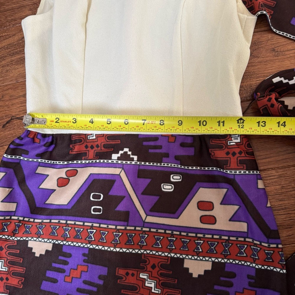 70s Geometric Vintage Mini Dress & Jacket Set - Picture 12 of 16